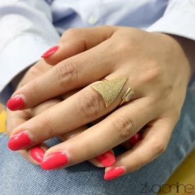 انگشتر زنانه مدل مثلثی طلایی 30017