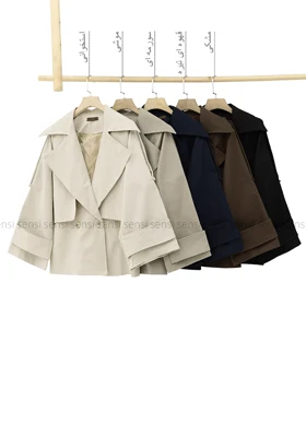 ترنچ کت کتان دودکمه کد1004338