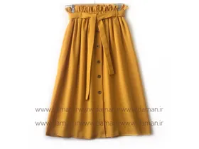 دامن جلو دکمه خردلی کد (s) قد 75