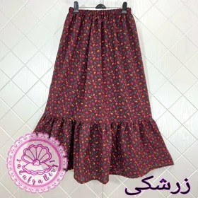 دامن پفکی شکوفه ای بلند کالکشن تیره