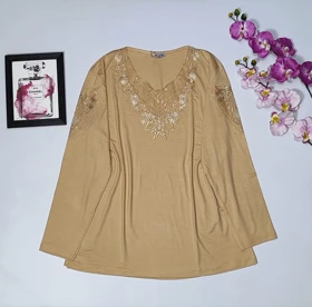 شومیز گیپوردار مدل مهگل کد 50272 (کرم)