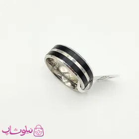 انگشتر رینگ مردانه استیل مشکی نقره ای طرح Cartier