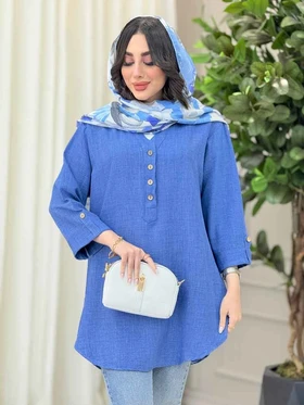 مانتو یقه چهاردکمه آستین پاگن