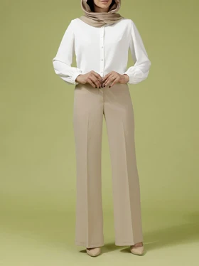 شلوار زنانه از بالا گشاد کرپ کره ای کلاسیک 10100