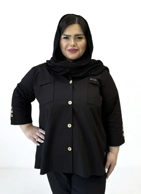 شومیز لینن استین سه دکمه سایز بزرگ زنانه