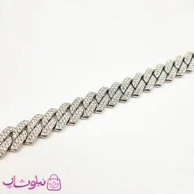 زنجیر مردانه کارتیه چینی نگین‌دار نقره ای