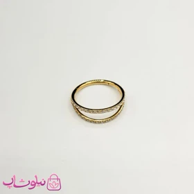 پیرسینگ گوش یا بینی استیل طلایی رنگ دولاین نگین‌دار کد 749