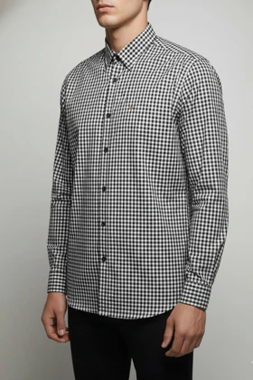 پیراهن مردانه چهارخانه آستین بلند نخ پنبه شیک 416