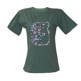 تیشرت زنانه نخ پنبه طرح جوجه تیغی