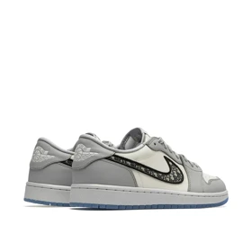 کتانی نایک ایر جردن1 بدون ساق دیور طوسی آبی مستر کوالیتی Nike Air Jordan 1 Low x Dior sneakers
