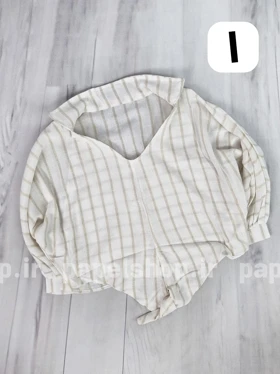 شومیز جلوبسته راه راه لمه دار جلو گره‌ای