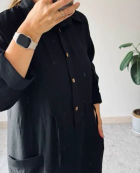 پیراهن مانتویی مشکی صبا