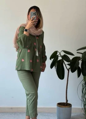 شومیز مانتویی گلدوزی حلما