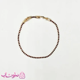دستبند زنانه ژوپینگ ظریف طرح تنیسی نگین قرمز کد 2231