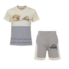 ست تیشرت آستین کوتاه و شلوارک راحتی پسرانه مدل PJ1204