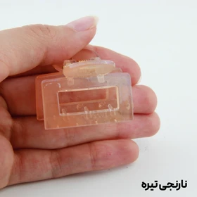 کلیپس دخترانه مدل مربعی کوچک دو رنگ (نارنجی تیره)