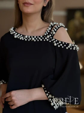 پیراهن میدی یقه مرواریدی