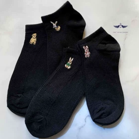 جوراب کبریتی مشکی گلدوزی شایسته