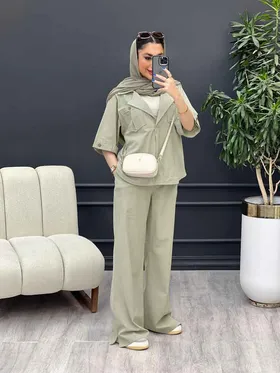 ست مانتو و شلوار جلو بسته دلوان