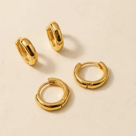 گوشواره حلقه‌ای ژوپینگ طلایی براق