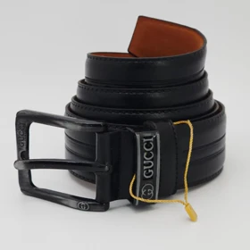 کمربند مردانه چرم مصنوعی (فوم درجه یک) (مشکی سگک مشکی)