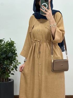 مانتو بلند کمر گت دار المیرا(با ارسال رایگان)
