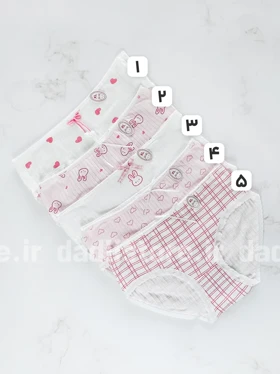 شورت اسلیپ نخ پنبه عروسکی سفید صورتی قلب و خرگوش