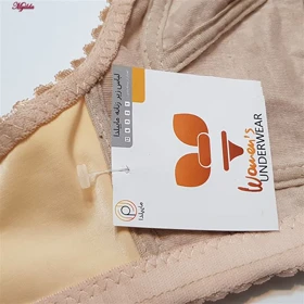 سوتین زنانه طرح برگی درشت مدل بدون فنر کرم کد 5053