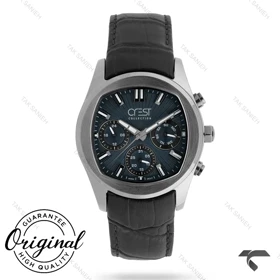 ساعت کرست مردانه 6379-4 فول دیت استیل سرمه ای Crest-11068-G