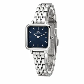 ساعت زنانه DW مدل DW-7260-L مربعی سیلور با صفحه سرمه‌ای