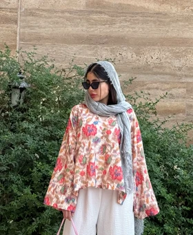 شومیز سوزن دوزی تک‌رنگ پولک