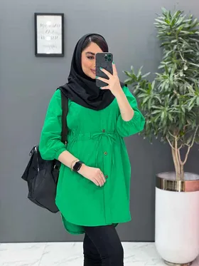 مانتو لینن کمرگت آستین کش