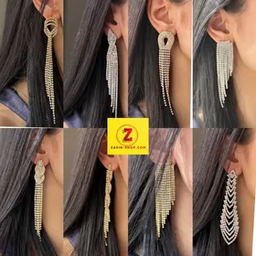 گوشواره بلند جواهری نگینی زنانه