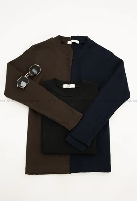 بلوز کبریتی کشی یقه گرد کد1005069