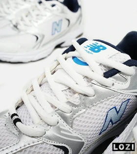 کفش کتانی مردانه و زنانه سفید نقره ای آبی NEW BALANCE 530 مدل 5497