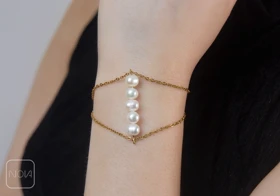 دستبند استیل مروارید تک‌رج