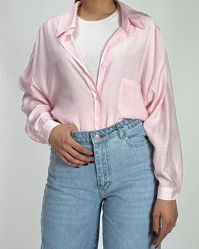 شومیز شیشه ای طرح دار کد 500532 (صورتی)