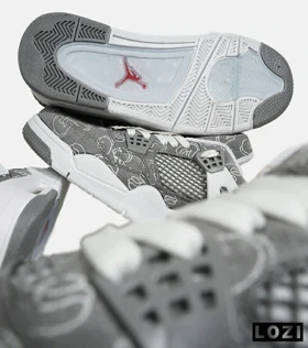 کفش کتانی ساق‌دار مردانه و زنانه طوسی Jordan 4 x Kaws مدل 6888