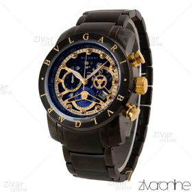 ساعت بولگاری مردانه سه موتوره صفحه مشکی طلایی 105723