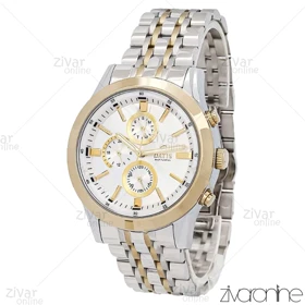 ساعت داتیس مردانه سه موتوره طلایی نقره ای ایندکس خطی 106919