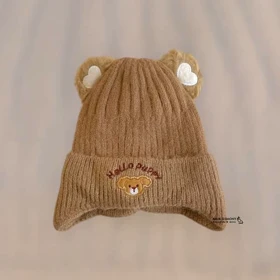 کلاه زمستانه نوزادی روگوشی طرح HELLO PUPPY