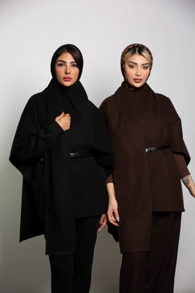 پالتو پانچ رویا با کمربند چرم