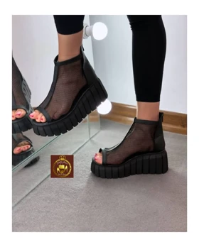 صندل سوپر لژدار زنانه توری ساق‌دار