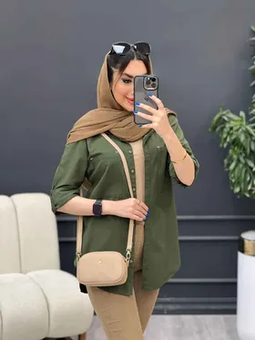مانتو لینن رنگی بغل پنج دکمه