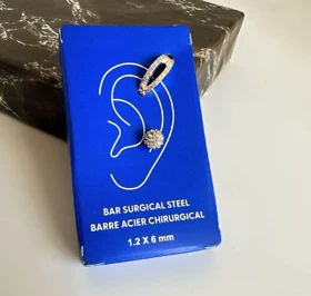 پک 2 عددی پیرسینگ گوش استیل مدل گوی و حلقه بیضی هفترنگ