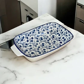 مرغ خوری دسته دار بزرگ دنی هوم طرح گل سرمه ای / BA23