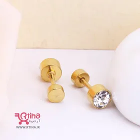 گوشواره میخی نگین‌دار دخترانه/ پسرانه مدل پیچی (جفتی)