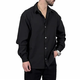 پیراهن آستین بلند مردانه مشکی مازراتی مدل ساده