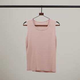 تاپ یقه خشتی مروارید (صورتی)