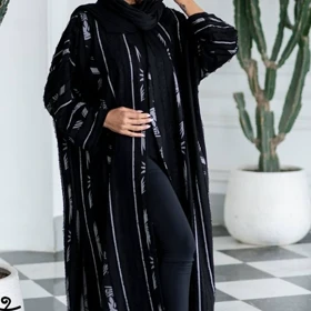 مانتو زنانه عبایی مجلسی راه راه